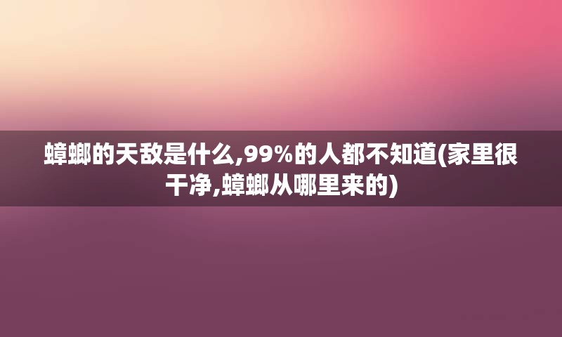 蟑螂的天敌是什么,99%的人都不知道(家里很干净,蟑螂从哪里来的)