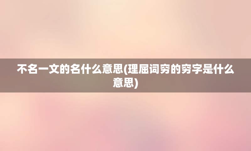 不名一文的名什么意思(理屈词穷的穷字是什么意思)