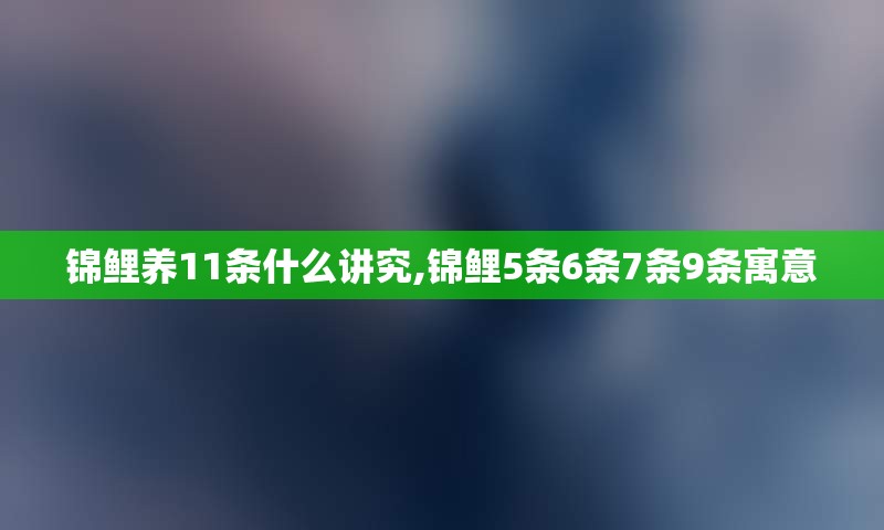 锦鲤养11条什么讲究,锦鲤5条6条7条9条寓意