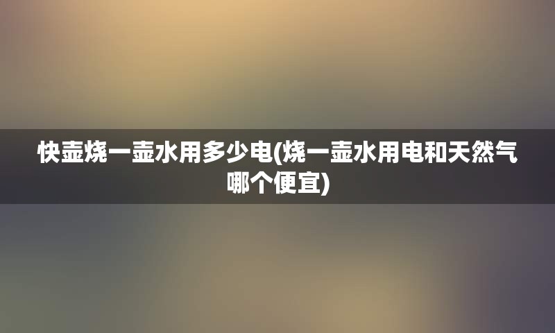 快壶烧一壶水用多少电(烧一壶水用电和天然气哪个便宜)