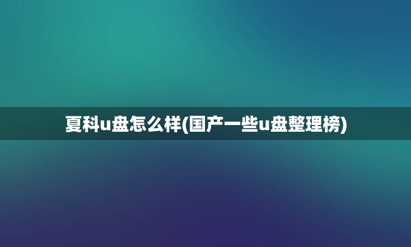 夏科u盘怎么样(国产一些u盘整理榜)