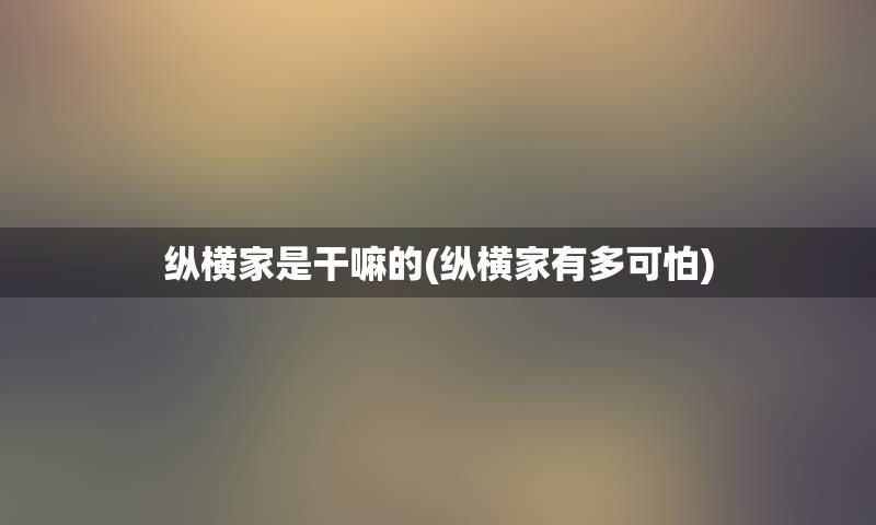 纵横家是干嘛的(纵横家有多可怕)