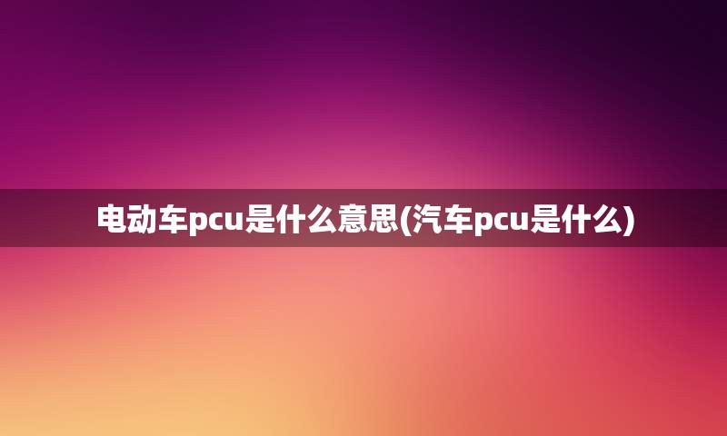 电动车pcu是什么意思(汽车pcu是什么)