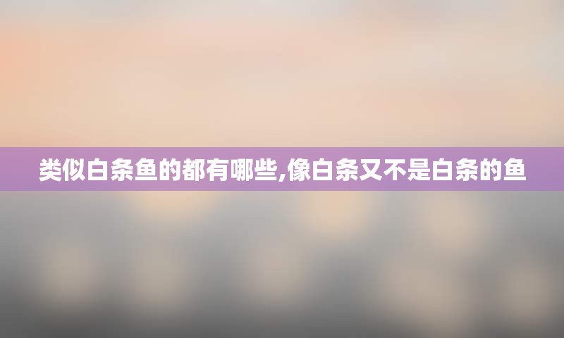 类似白条鱼的都有哪些,像白条又不是白条的鱼