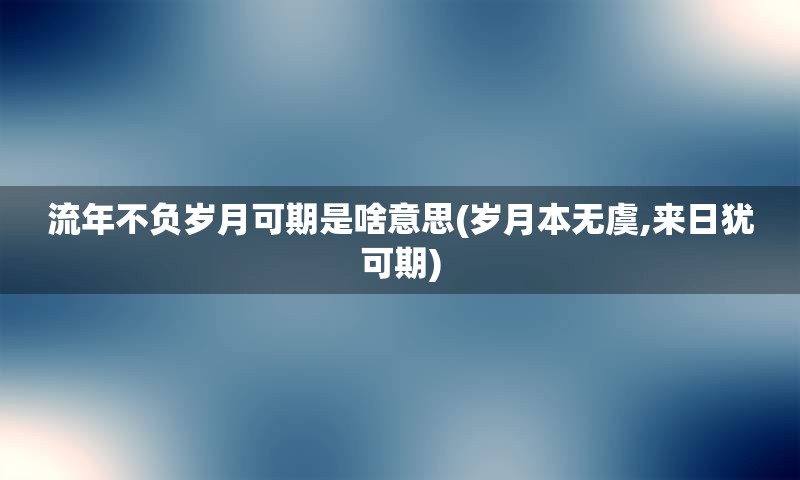 流年不负岁月可期是啥意思(岁月本无虞,来日犹可期)