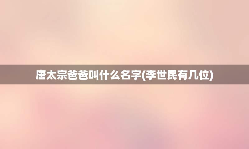 唐太宗爸爸叫什么名字(李世民有几位)