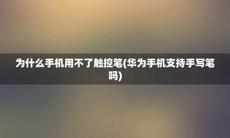 为什么手机用不了触控笔(华为手机支持手写笔吗)